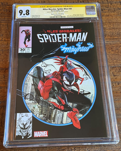 MILES MORALES: SPIDER-MAN #30 CGC SS 9.8 MIKE MAYHEW INFERNO SIGNED NYCC VARIANT-C