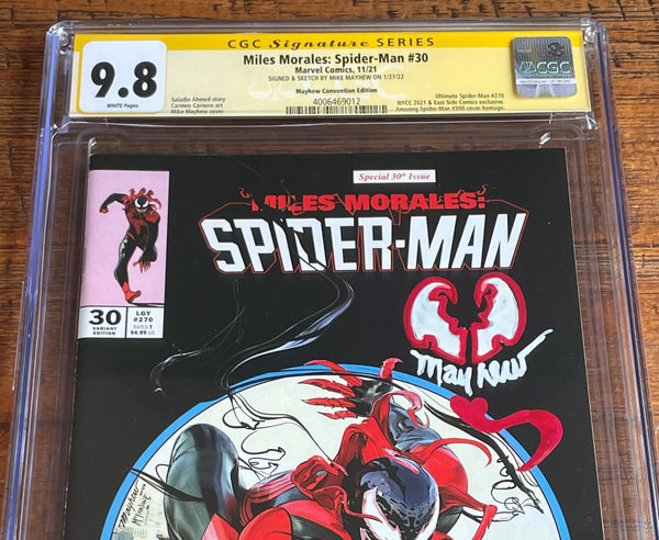 MILES MORALES: SPIDER-MAN #30 CGC SS 9.8 MIKE MAYHEW VENOM SIGNED NYCC VARIANT-C