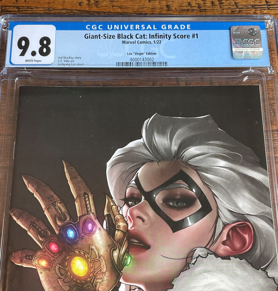 GIANT SIZE BLACK CAT: INFINITY SCORE #1 CGC 9.8 JEEHYUNG LEE 1:100 RI INCENTIVE VIRGIN VARIANT