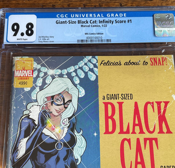 GIANT SIZE BLACK CAT: INFINITY SCORE #1 CGC 9.8 TONY FLEECS TRADE DRESS VARIANT-A
