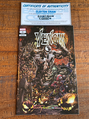 VENOM #1 CLAYTON CRAIN INFINITY SIGNED COA HALLOWEEN TRADE DRESS VARIANT-A 2021