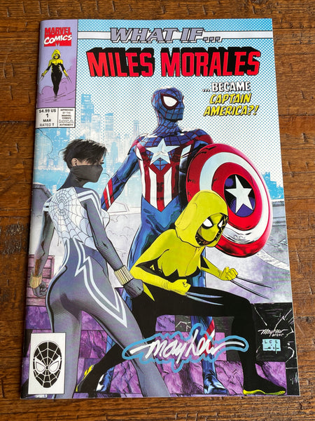 WHAT IF MILES MORALES CAPTAIN AMERICA #1 MIKE MAYHEW SIGNED COA HOMAGE TRADE DRESS VARIANT-A