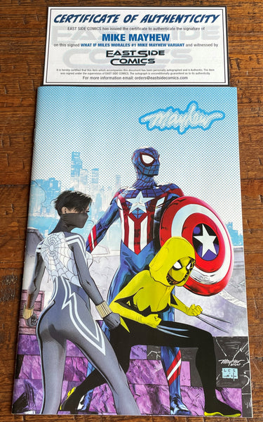 WHAT IF MILES MORALES CAPTAIN AMERICA #1 MIKE MAYHEW SIGNED COA HOMAGE VIRGIN VARIANT-B