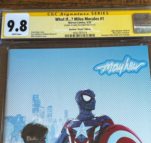WHAT IF MILES MORALES CAPTAIN AMERICA #1 CGC SS 9.8 MIKE MAYHEW SIGNED VIRGIN VARIANT-B