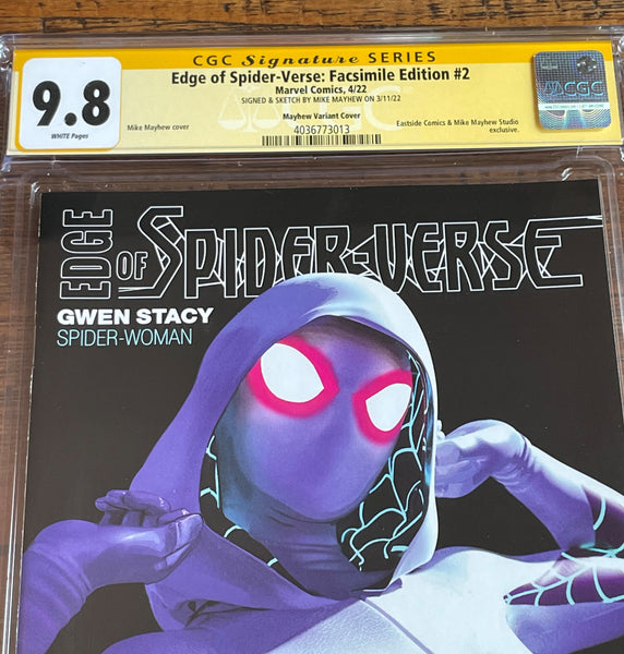EDGE OF SPIDER-VERSE #2 FACSIMILE CGC SS 9.8 MIKE MAYHEW SIGNED TRADE VARIANT-A