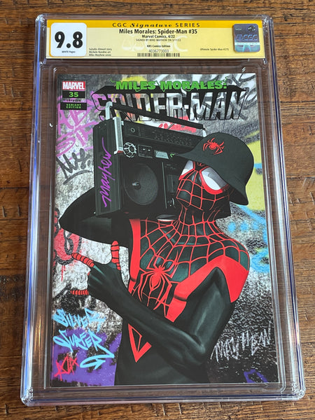 MILES MORALES: SPIDER-MAN #35 CGC SS 9.8 MIKE MAYHEW SIGNED LL COOL J HIP HOP TRADE VARIANT-A