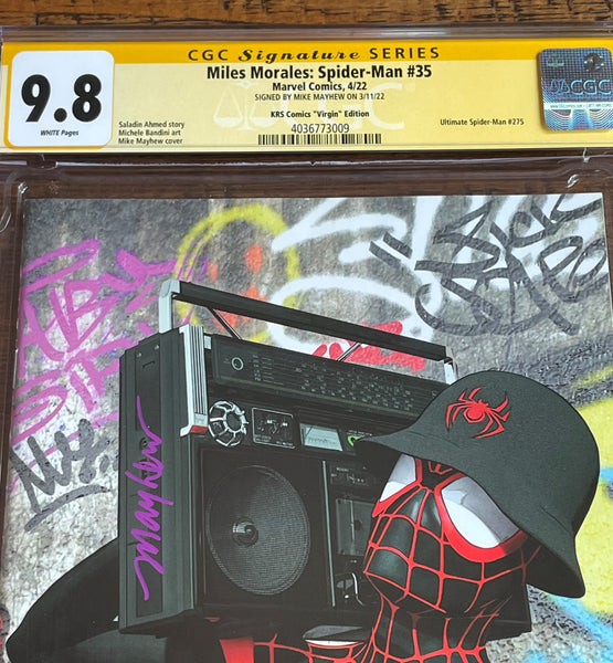 MILES MORALES: SPIDER-MAN #35 CGC SS 9.8 MIKE MAYHEW SIGNED LL COOL J HIP HOP VIRGIN VARIANT-B