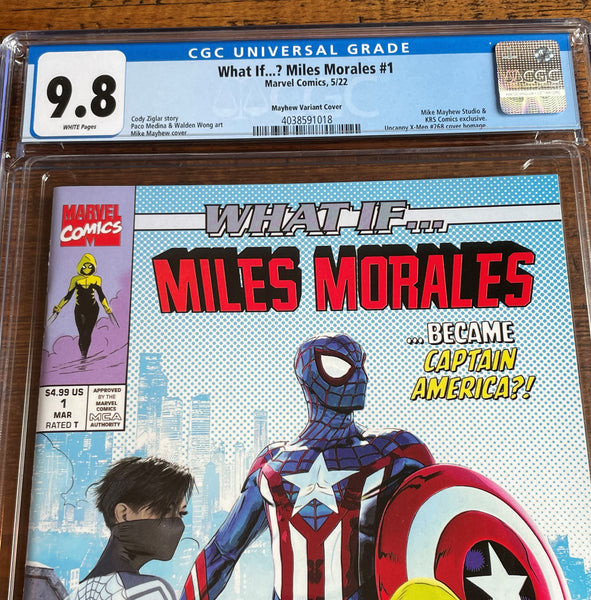 WHAT IF MILES MORALES CAPTAIN AMERICA #1 CGC 9.8 MIKE MAYHEW HOMAGE TRADE DRESS VARIANT-A