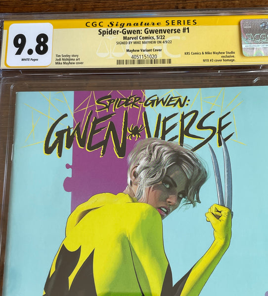 SPIDER-GWEN GWENVERSE #1 CGC SS 9.8 MIKE MAYHEW SIGNED HOMAGE TRADE DRESS VARIANT-A