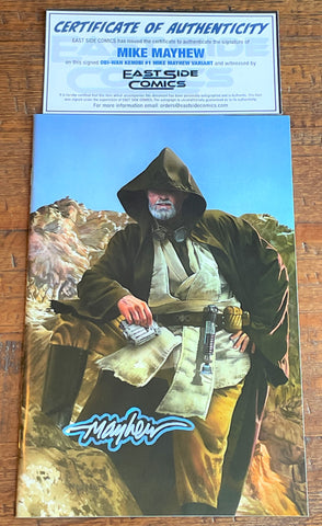 STAR WARS: OBI-WAN #1 MIKE MAYHEW SIGNED COA VIRGIN VARIANT-B