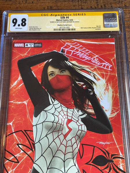 SILK #4 CGC SS 9.8 MIKE MAYHEW SIGNED SKETCH THWIP TRADE DRESS VARIANT-A 2022