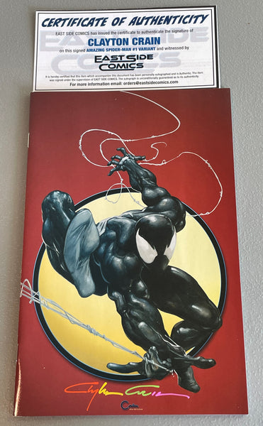 AMAZING SPIDER-MAN #1 CLAYTON CRAIN INFINITY SIGNED COA VIRGIN VARIANT-B 2022