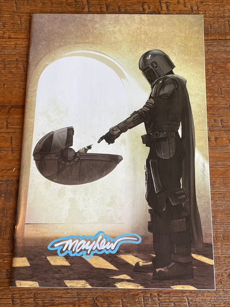 STAR WARS: THE MANDALORIAN #1 MIKE MAYHEW SIGNED COA VIRGIN VARIANT-B