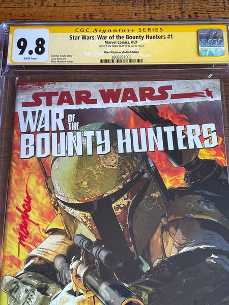 STAR WARS WAR OF THE BOUNTY HUNTERS #1 CGC SS 9.8 MIKE MAYHEW SIGNED TRADE VARIANT-A