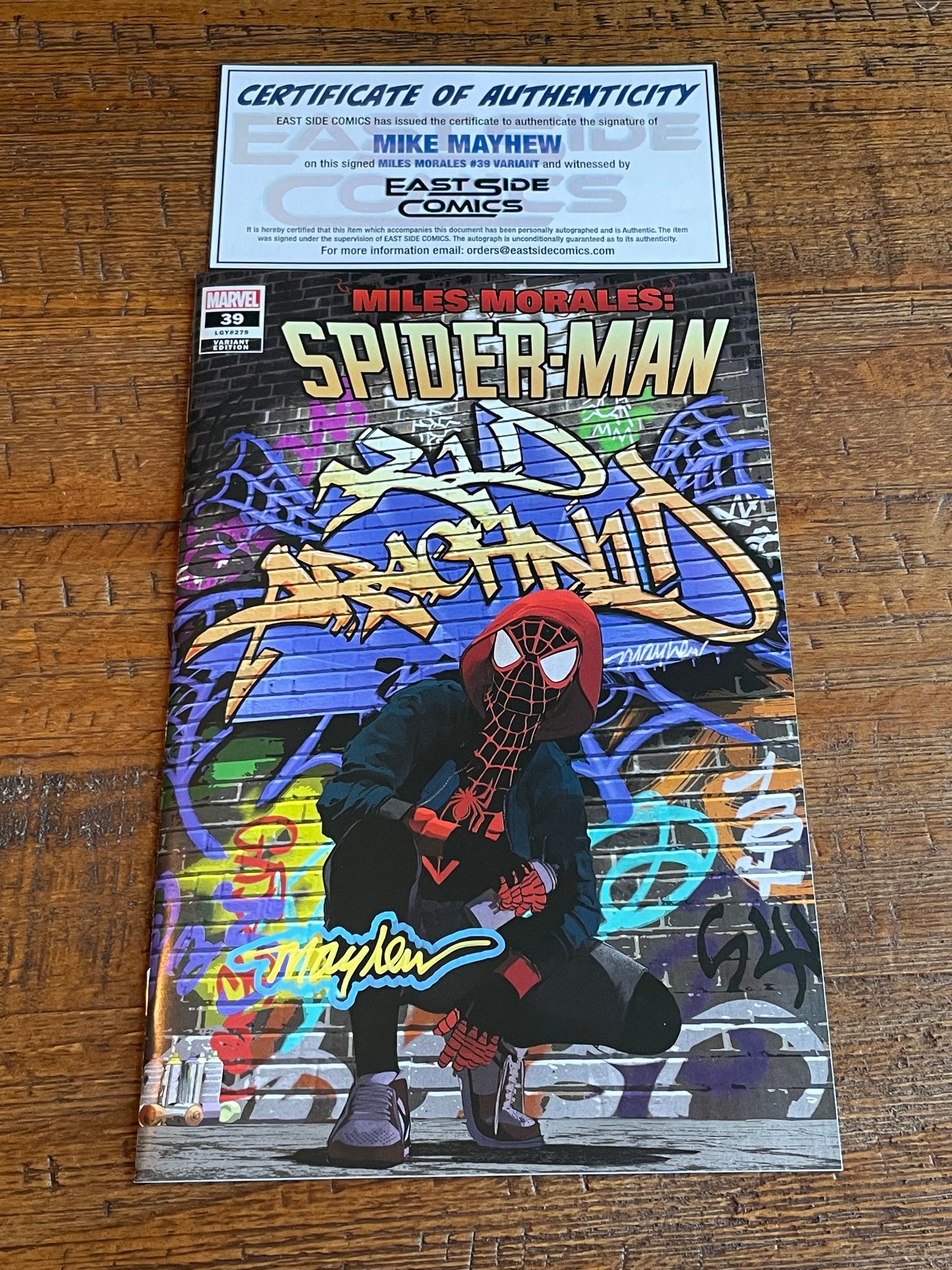MILES MORALES: SPIDER-MAN #39 MIKE MAYHEW SIGNED COA EXCL TRADE DRESS VARIANT-A