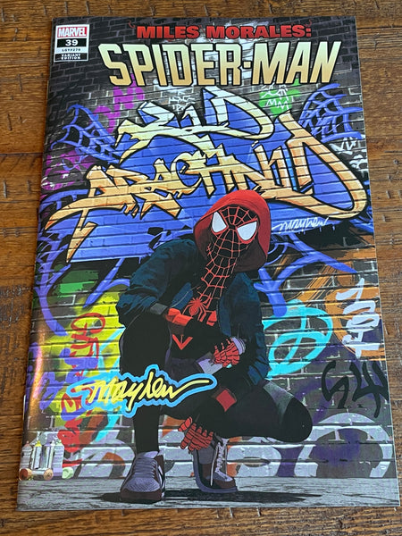 MILES MORALES: SPIDER-MAN #39 MIKE MAYHEW SIGNED COA EXCL TRADE DRESS VARIANT-A