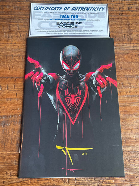 MILES MORALES: SPIDER-MAN #39 IVAN TAO SIGNED COA VIRGIN VARIANT-B