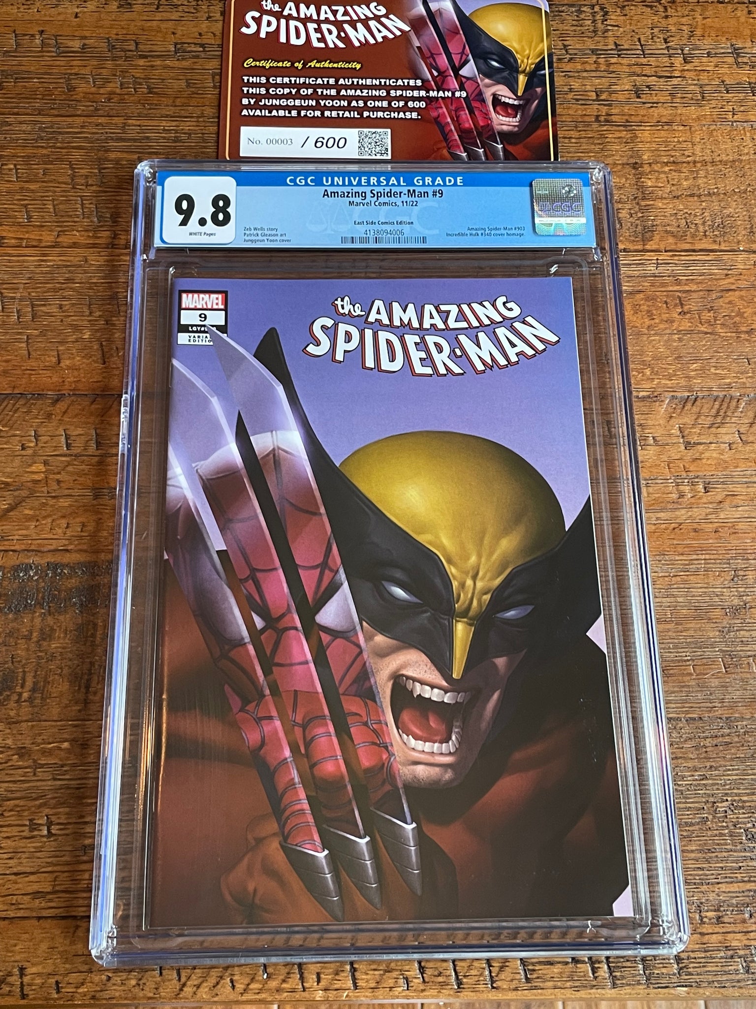 AMAZING SPIDER-MAN #9 CGC 9.8 JUNGGEUN YOON EXCL HOMAGE VARIANT LIMITED TO 600