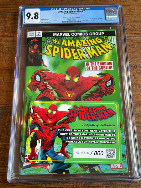 AMAZING SPIDER-MAN #7 CGC 9.8 MIKE MAYHEW EXCLUSIVE VARIANT LIMITED TO 800