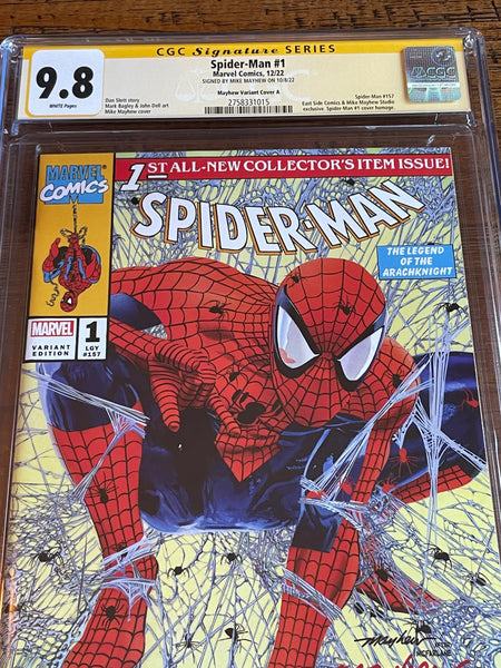 SPIDER-MAN #1 CGC SS 9.8 MIKE MAYHEW SIGNED MCFARLANE HOMAGE VARIANT-A