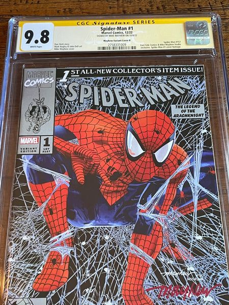 SPIDER-MAN #1 CGC SS 9.8 MIKE MAYHEW SIGNED MCFARLANE SILVER VARIANT-B