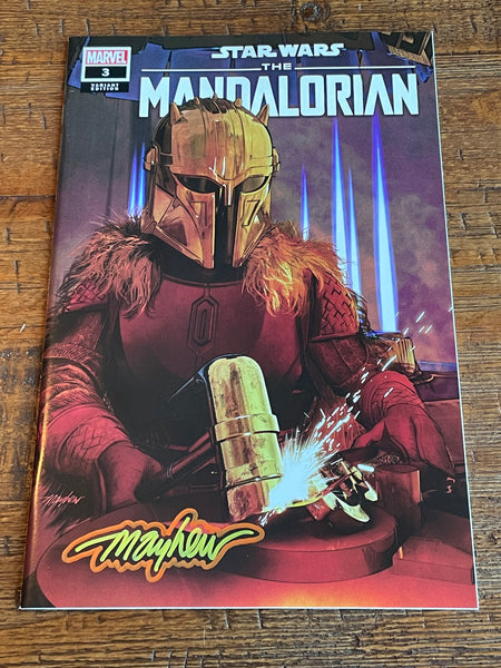 STAR WARS THE MANDALORIAN #3 MIKE MAYHEW SIGNED EXCL LIMITED TO 800 VARIANT WITH COA!