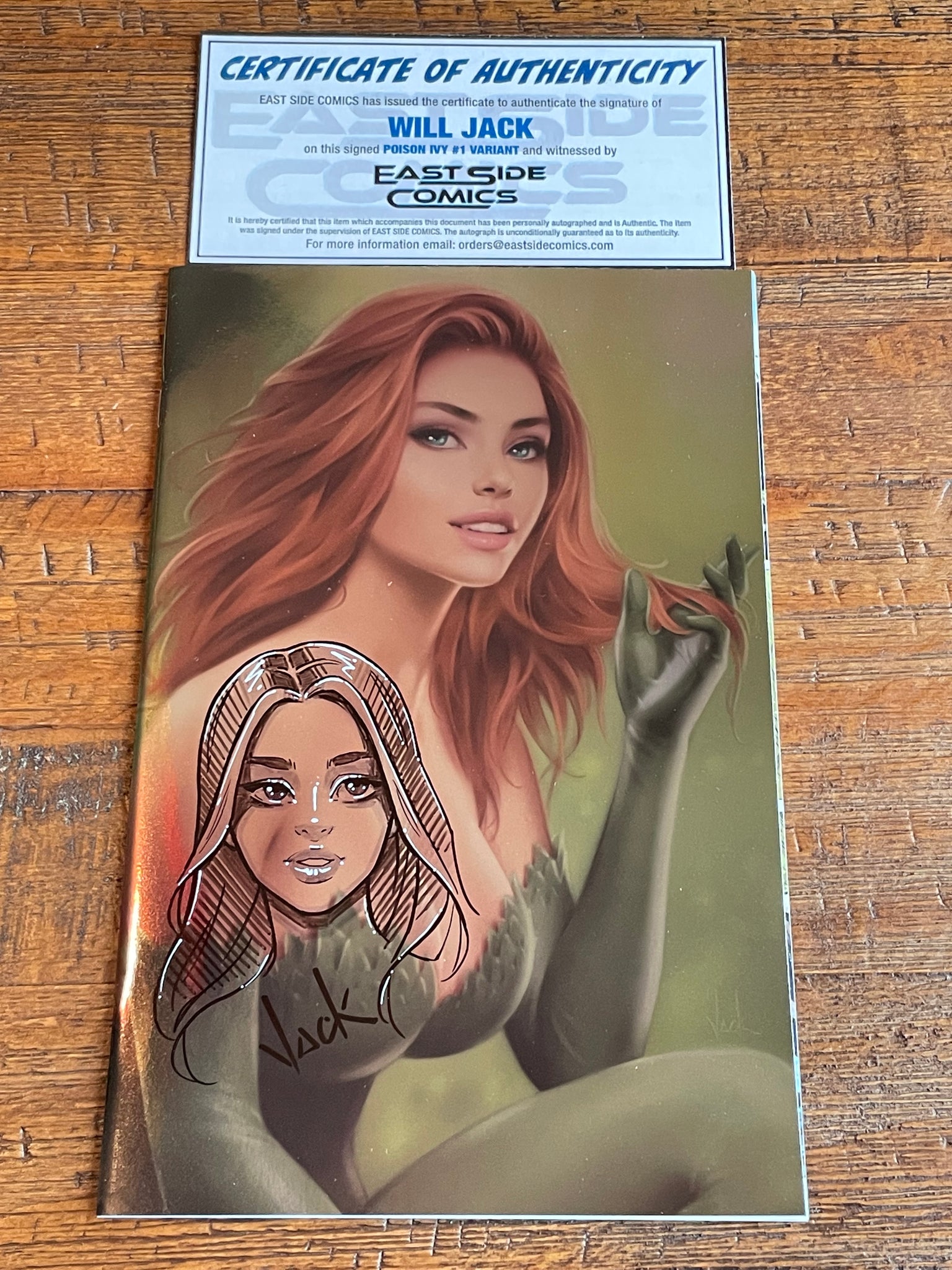 POISON IVY #1 WILL JACK REMARK SIGNED COA EXCL FOIL VIRGIN VARIANT-B HARLEY QUINN