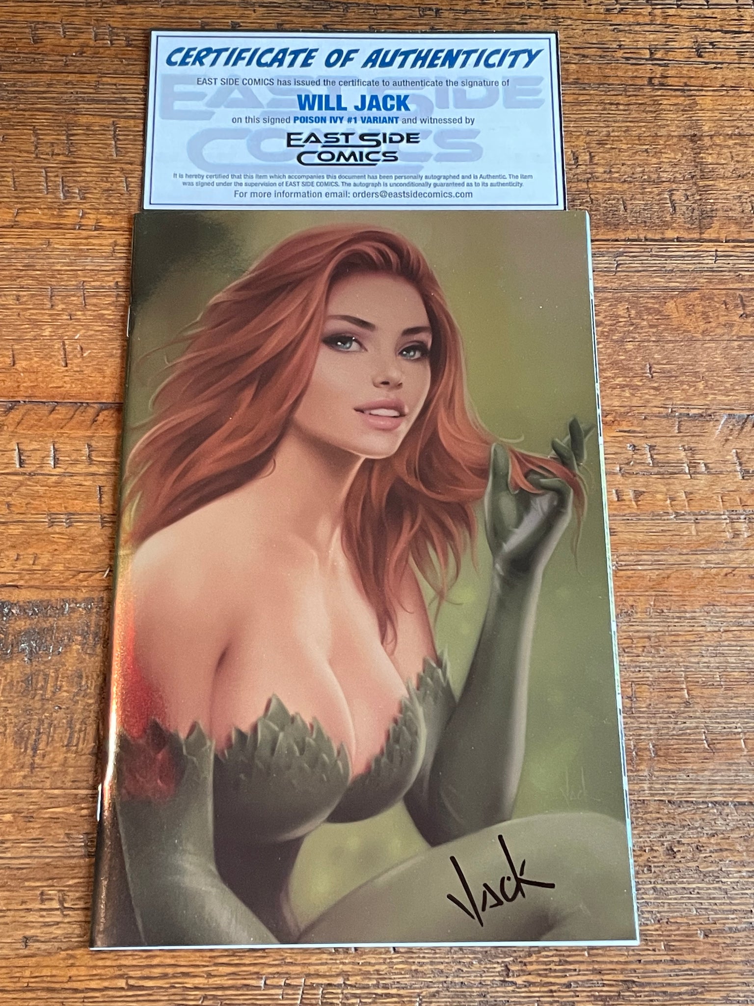 POISON IVY #1 WILL JACK SIGNED COA EXCL FOIL VIRGIN VARIANT-B HARLEY QUINN