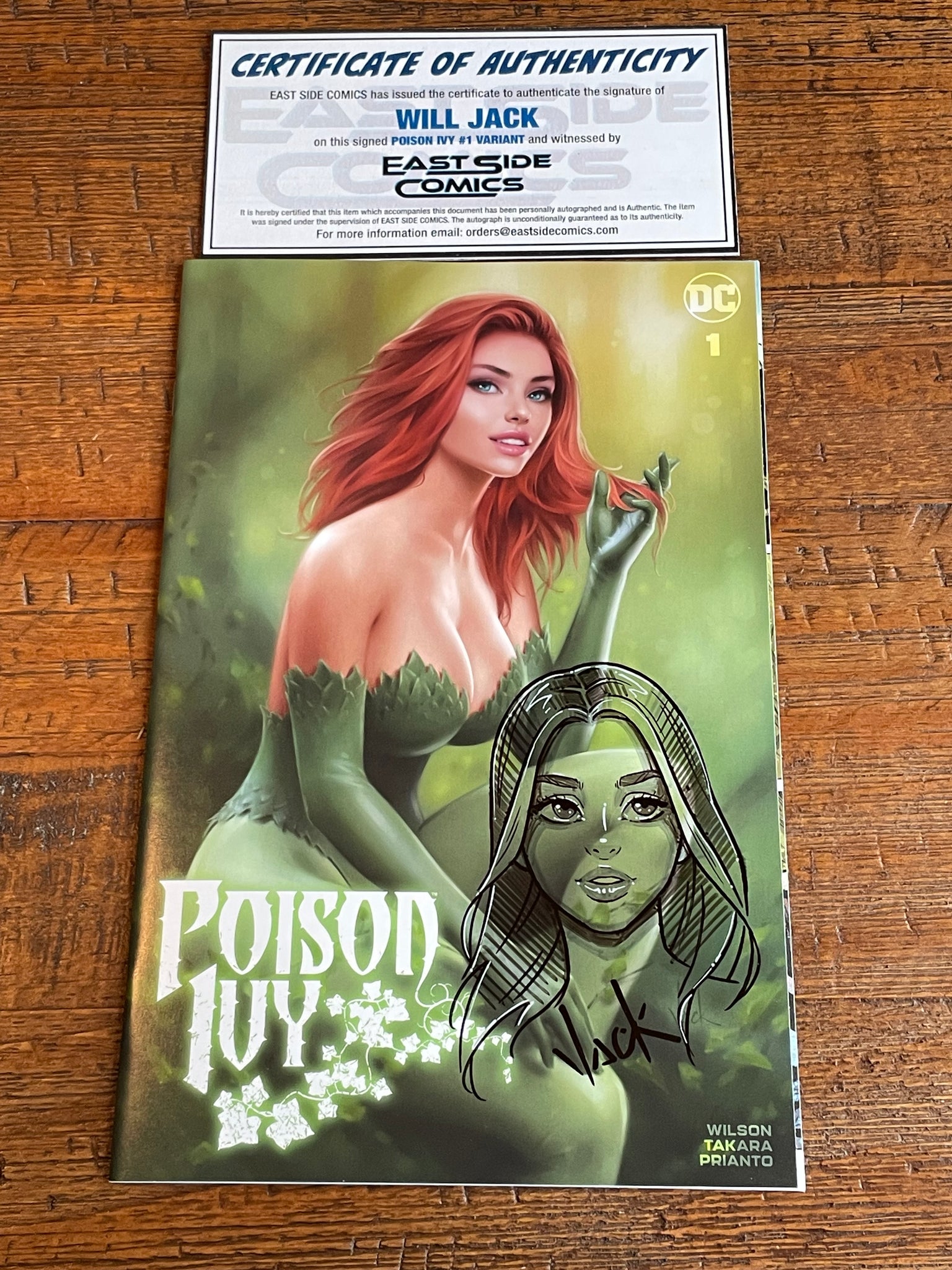 POISON IVY #1 WILL JACK REMARK SIGNED COA EXCL TRADE VARIANT-A HARLEY QUINN
