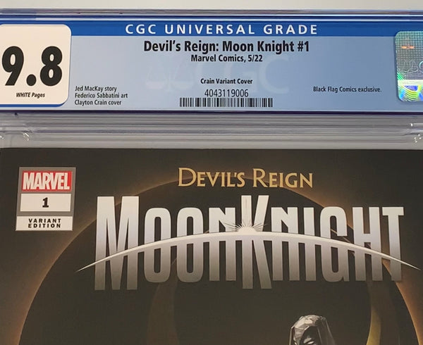 DEVIL'S REIGN: MOON KNIGHT #1 CGC 9.8 CLAYTON CRAIN TRADE DRESS VARIANT-A