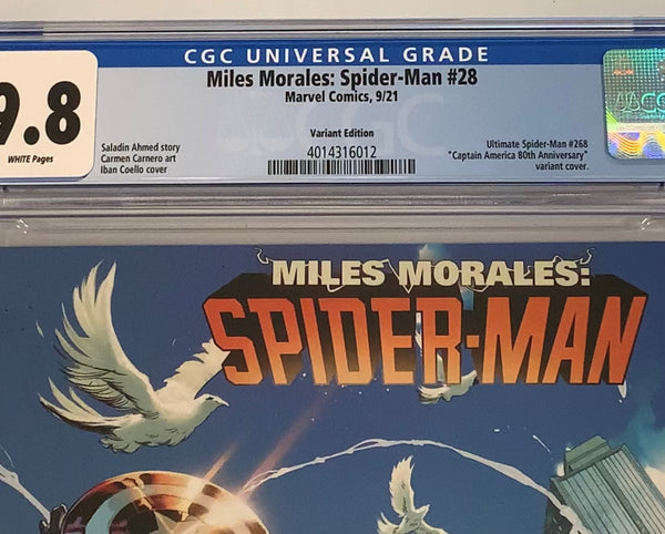 MILES MORALES: SPIDER-MAN #28 CGC 9.8 IBAN COELLO CAPTAIN AMERICA VARIANT