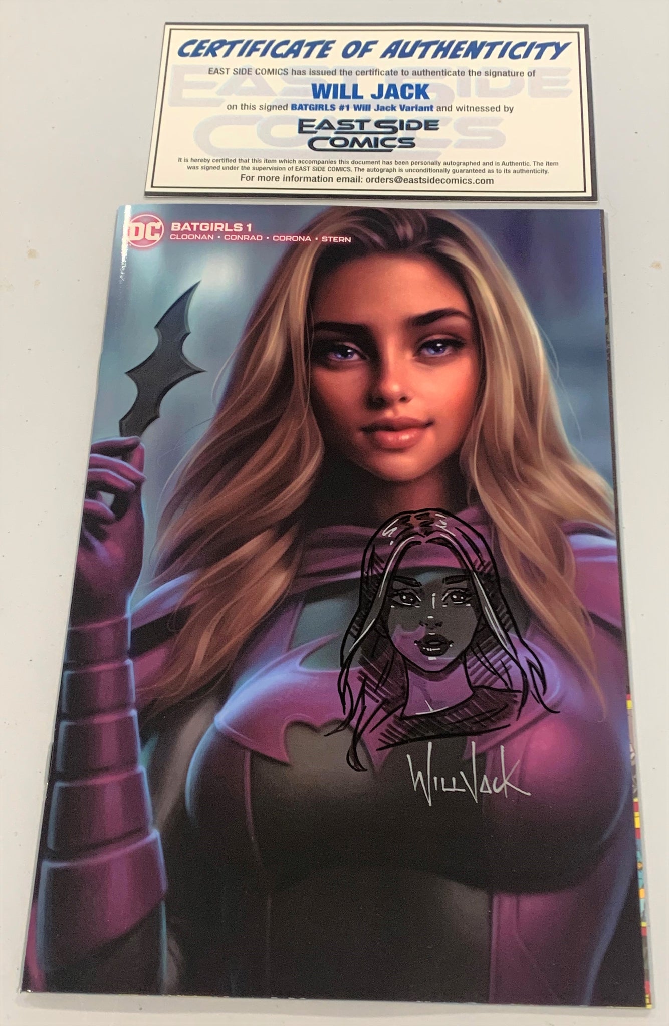 BATGIRLS #1 WILL JACK REMARK SKETCH SIGNED COA EXCL VIRGIN VARIANT-B