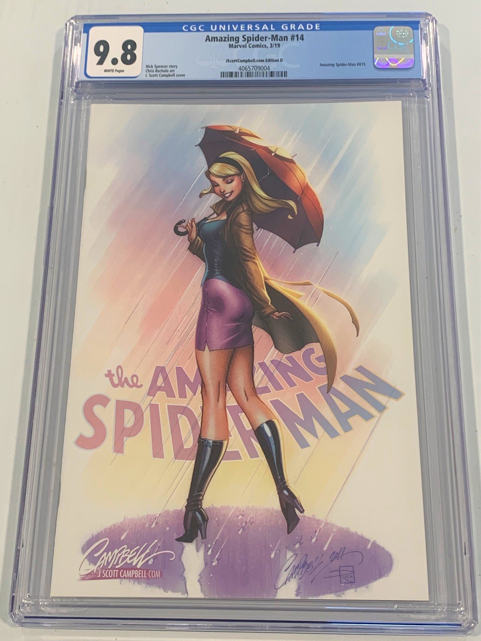 AMAZING SPIDER-MAN #14 CGC 9.8 J SCOTT CAMPBELL GWEN STACY EXCL VARIANT-D