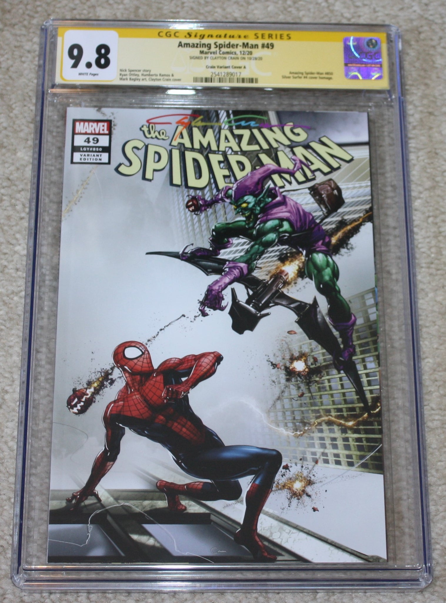 AMAZING SPIDER-MAN #850 (#49) CGC SS 9.8 CLAYTON CRAIN INFINITY SIGNED TRADE DRESS VARIANT-A