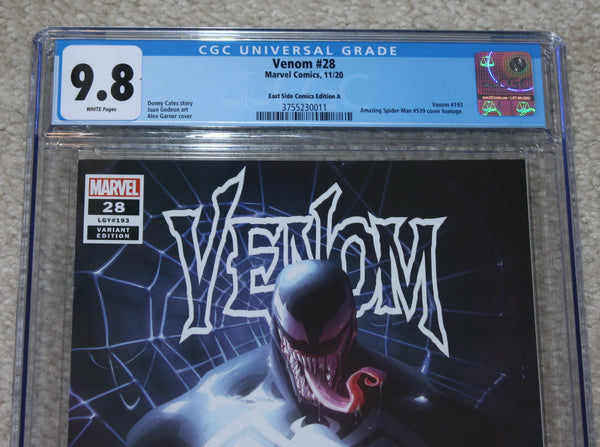 Venom 28 Alex Garner Back in Black Homage Amazing Spider-man Virgin Variant DC Comics Marvel Comics X-Men Batman East Side Comics Virgin Exclusive cgc signed ss comics