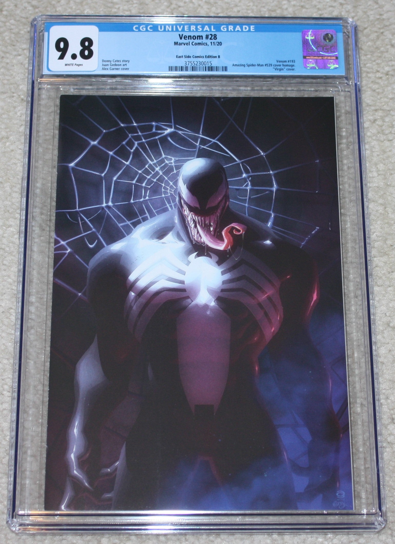 VENOM #28 CGC 9.8 ALEX GARNER BACK IN BLACK HOMAGE VARIANT-A, B