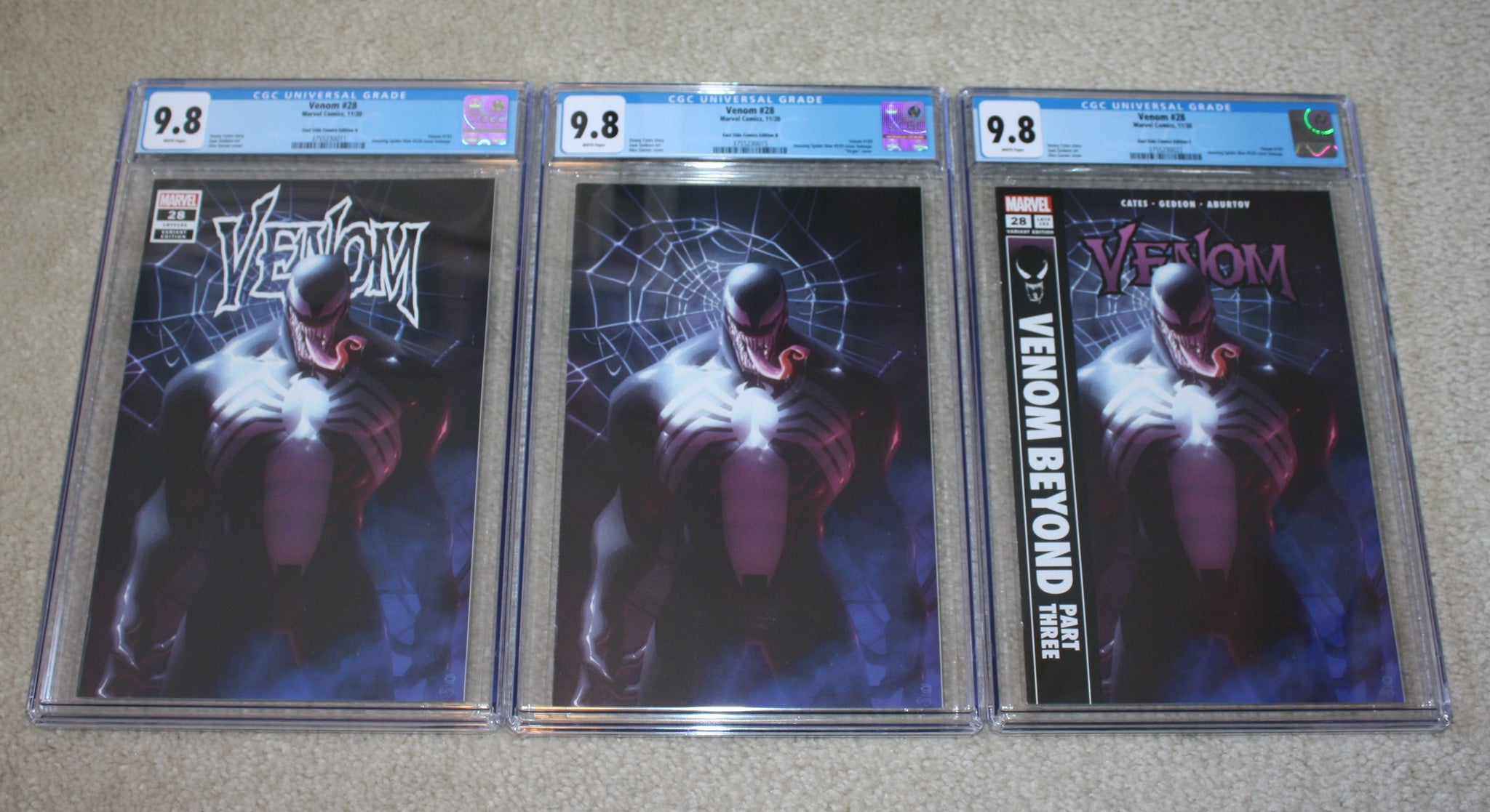 VENOM #28 CGC 9.8 ALEX GARNER BACK IN BLACK HOMAGE VARIANT-A, B