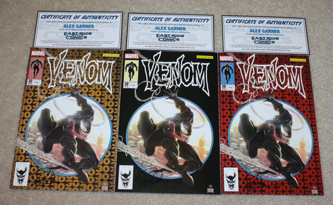 VENOM #30 ALEX GARNER SIGNED w/ COAs AMAZING SPIDER-MAN #300 RED GOLD BLACK VARIANTS