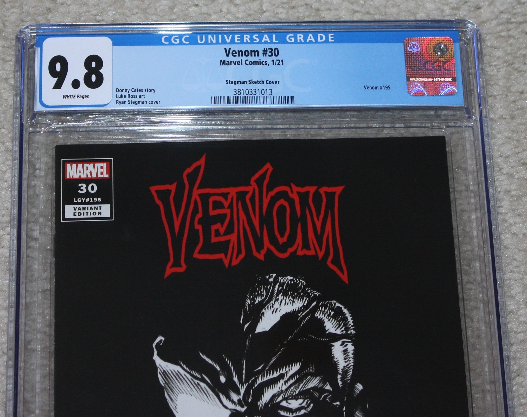 VENOM 30 CGC 9.8 RYAN STEGMAN 1:500 INCENTIVE B&W SKETCH VARIANT