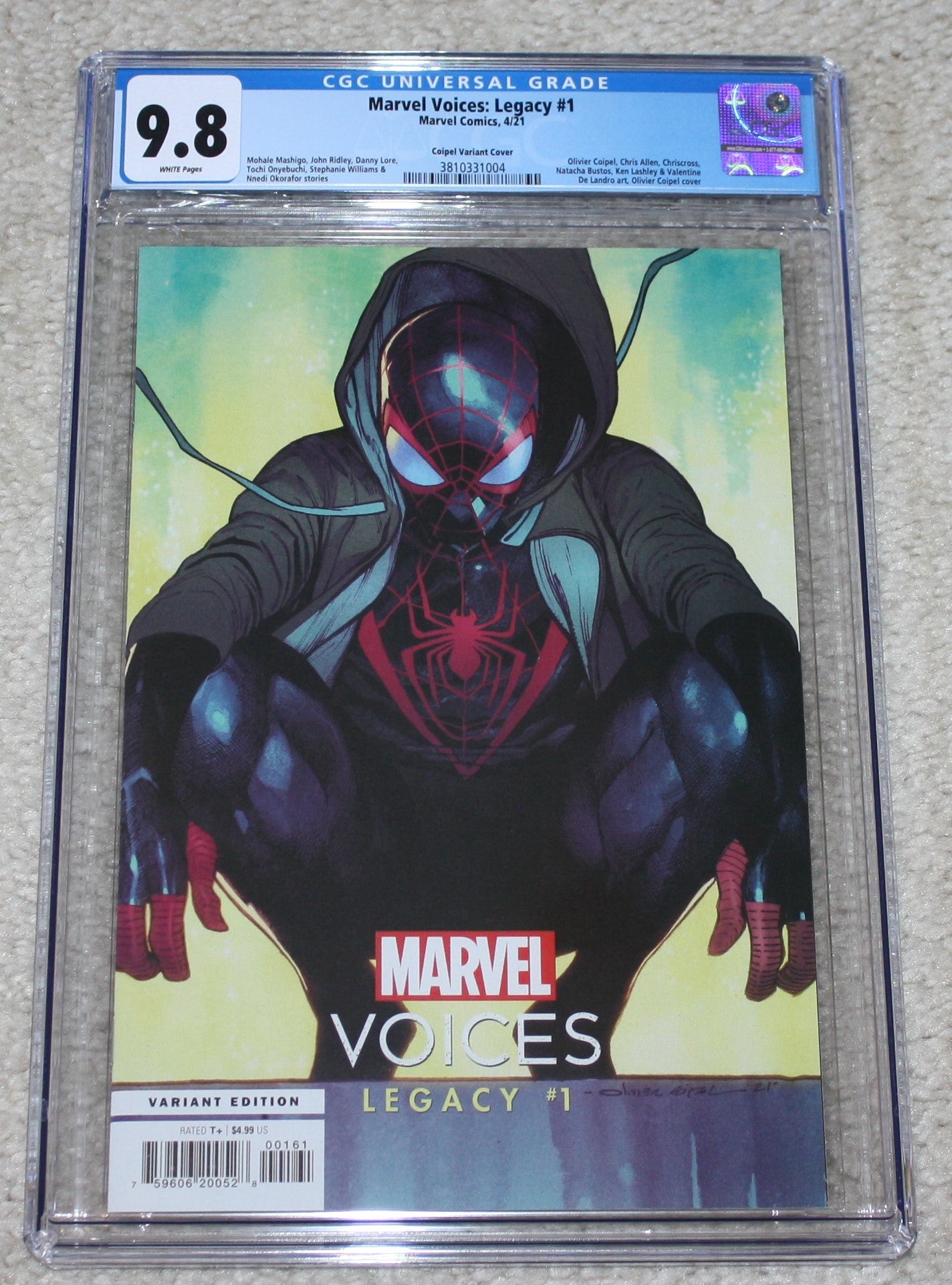 MARVEL VOICES: LEGACY 1 CGC 9.8 OLIVIER COIPEL MILES MORALES SPIDER-MAN VARIANT