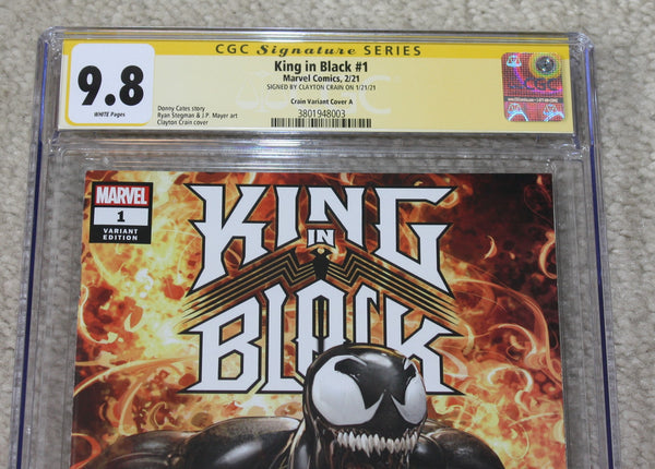 KING IN BLACK #1 CGC SS 9.8 CLAYTON CRAIN INFINITY SIGNED VENOM TRADE DRESS VARIANT-A