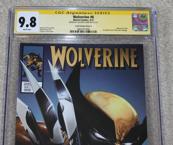 WOLVERINE #8 / #350 CGC SS 9.8 CLAYTON CRAIN INFINITY SIGNED TRADE VARIANT-A