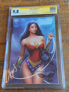 JUSTICE LEAGUE #75 CGC SS 9.8 WILL JACK REMARKED SKETCH SIGNED WONDER WOMAN TRADE VARIANT