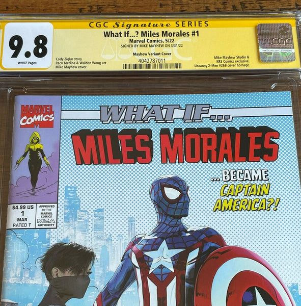 WHAT IF MILES MORALES CAPTAIN AMERICA #1 CGC SS 9.8 MIKE MAYHEW SIGNED TRADE DRESS VARIANT-A