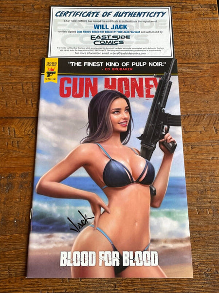 GUN HONEY BLOOD FOR BLOOD #1 WILL JACK SIGNED COA EXCL TRADE VARIANT-A